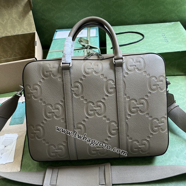 gucci專櫃新款原廠皮手袋 古馳灰色超級雙G皮革公事包 jcp1579